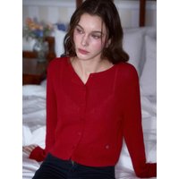 Linen Knit Cardigan [Red]