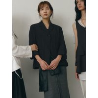 WRINKLE POCKET BLAZER [BLACK]