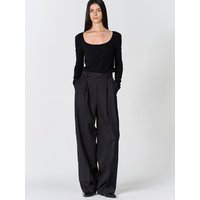 Solid Stripe Contrast Trousers [Black]