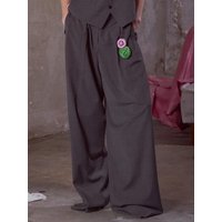 WOOL STRIPE TUCK TROERS