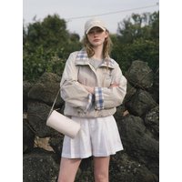 KINI check bomber jacket [BEIGE]