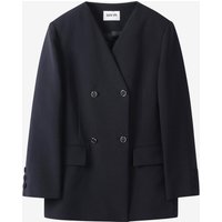 OVERSIZED COLLARLESS BLAZER [NAVY]
