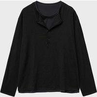Layered Henley Neck Long Sleeve shirt Black Navy