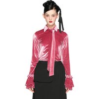 Velvet Frill Shirt [Pink]