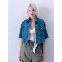 Half Sleeve Crop Denim Shirt Half Sleeve Crop Denim Shirt