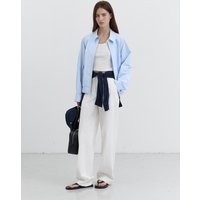 UNISEX SUMMER HARRINGTON STRIPE JACKET [SOFT BLUE] UDJUBB