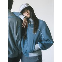 Waffle Track Zip Up Jacket [Blue]
