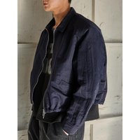 Shoulder Pad Zip-up Shirt Jacket [Navy]
