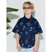 Hawaiian Seersucker Shirt [Navy]
