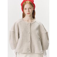 Wool Volume Short Blazer Beige Wool Volume Short Blazer Beige