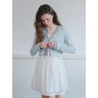 Sheer Ribbed Cardigan [GREEN]