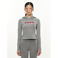 Patch Slim Hoodie [Light Grey]