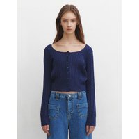 BOAT CABLE CROP CARDIGAN [NAVY]