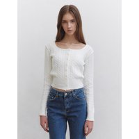 BOAT CABLE CROP CARDIGAN [IVORY]