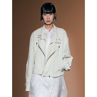 BIKER COTTON-BLEND JACKET [CREAM]