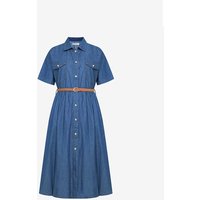 Denim Shirt-Style Short Sleeve Belt Set Dress VKOKD