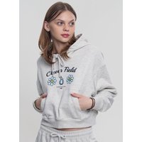 Chain Flower Crop Hooded Sweatshirt [Light Brown]
