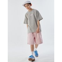 OCLT Short-Sleeve Twill Shorts Sets GrayPink OCLT Short-Sleeve Twill Shorts Sets GrayPink