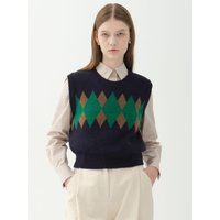 Alpaca Argyle Vest [Navy]