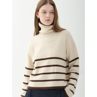 cashmere stripe crop turtleneck sweater [brown]