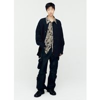 CARGO COATED WIDE-LEG JEANS apam [BLACK]