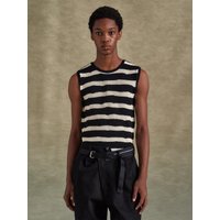 NET DAMAGED SLEEVELESS BLAZER [BLACKECRU] atbm