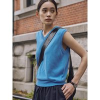 MYRA V NECK KNIT VEST [BLUE]