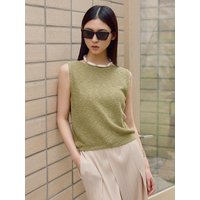 Basic Comfort Fit Linen Knit Sleeveless Tank Top Basic Comfort Fit Linen Knit Sleeveless Tank Top