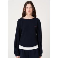 Button Waffle Balloon shirt [Navy] EZSTSNV