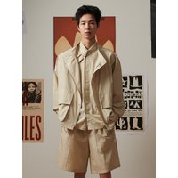 Luxe Texture Light Fabric Blouson Blazer [Beige]