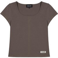 Skin Soft Square Neck shirt [TAN BROWN]
