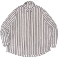 Linen Blend Stripe Overshirt [Black]