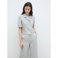 Embroidered Pocket Collar Crop Blazer GRAJK Embroidered Pocket Collar Crop Blazer GRAJK