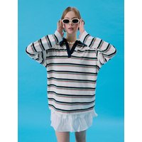 Stripe Rugby Boxy shirt [WHITE]