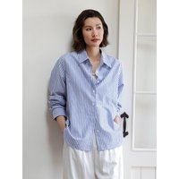 LS striped sunscreen french shirt [Blue]