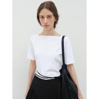Aria Slim Boat Neck shirt [WHITE]