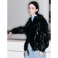 Metal Emblem Glossy Windbreaker [BLACK]
