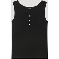 Ribbed Half-Button Sleeveless shirt AAJTSP [Black]