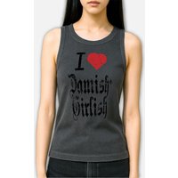 Girlish Crack Heart Pigment Tank-Top [Charcoal]