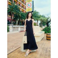 Naomi Color Block Shirt Slip Dress Set SAOPBK [Black]