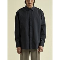 Hidden Big Collar Stripe Shirt Navy