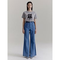 Pin Tuck Flared Contrast Jeans Vintage Blue Pin Tuck Flared Contrast Jeans Vintage Blue