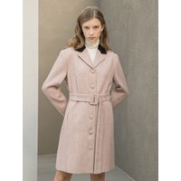 Herringbone Single Jacket Belt Dress_Pink Herringbone Single Jacket Belt Dress_Pink