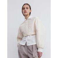 Cropped Waist Zipped Bomber Jacket Cropped Waist Zipped Bomber Jacket