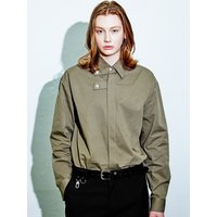 [Organic Cotton] Collar Strap Shirt Brown Khaki