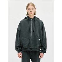 Oversized Full Zip Hoodie _ Washed Black Oversized Full Zip Hoodie _ Washed Black