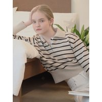 Mariner Stripe Jumper Linen Beige and Black Mariner Stripe Jumper Linen Beige and Black