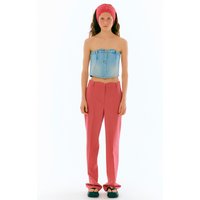 Curved Waistband Trousers Red Curved Waistband Trousers Red