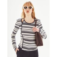 [LINE] Stripe Long Sleeve Slit Top _Navy Stripe
