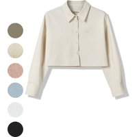 French Linen Loose Fit Crop Shirt